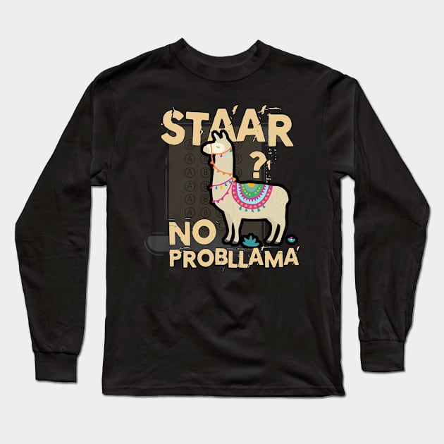 STAAR Texas State Test Day Llama T-Shirt Gifts for Students Long Sleeve T-Shirt by KittleAmandass